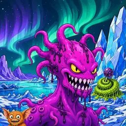 Oozlings #9674, Squid · Aurora Ice