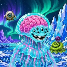 Oozlings #9675, Jellyfish Brain · Aurora Ice