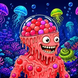 Oozlings #9681, Mutated Gumball Brain · Glow Reef