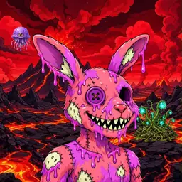 Oozlings #9682, Mutated Zombie Bunny · Lava Fields