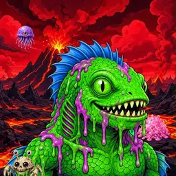 Oozlings #9686, Mutated Swamp Fish · Lava Fields