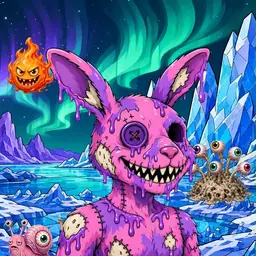 Oozlings #9689, Zombie Bunny · Aurora Ice