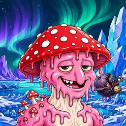 Oozlings #969, Mushroom Head · Aurora Ice