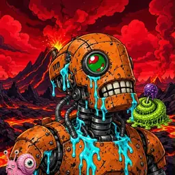 Oozlings #9690, Rusty Robot · Lava Fields