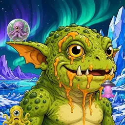 Oozlings #9696, Toad Goblin · Aurora Ice