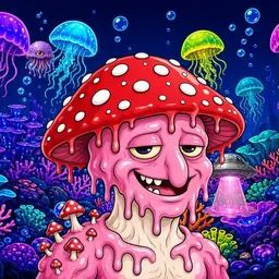 Oozlings #9699, Mushroom Head · Glow Reef