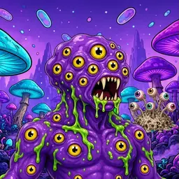 Oozlings #9708, Eyeball Cluster · Fungus Forest