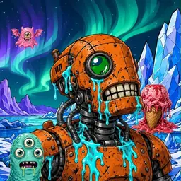 Oozlings #971, Rusty Robot · Aurora Ice