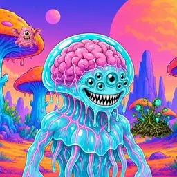 Oozlings #9710, Jellyfish Brain · Mushroom Desert