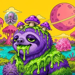 Oozlings #9727, Slime Sloth · Turquoise Swamp