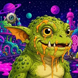 Oozlings #9733, Toad Goblin · Neon City