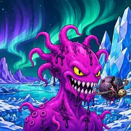 Oozlings #9735, Squid · Aurora Ice