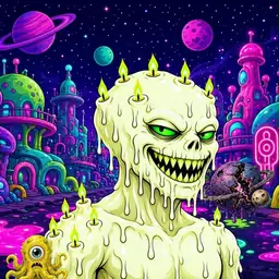 Oozlings #9738, Mutated Candle Wax · Neon City