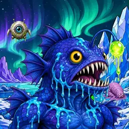 Oozlings #974, Anglerfish · Aurora Ice