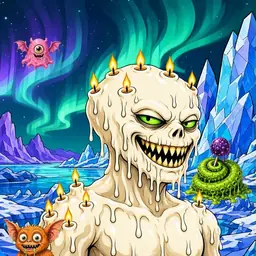 Oozlings #9741, Candle Wax · Aurora Ice