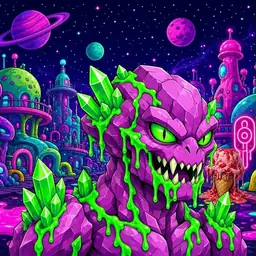 Oozlings #9742, Mutated Crystal Rock · Neon City