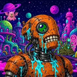 Oozlings #9746, Rusty Robot · Neon City