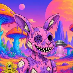 Oozlings #9747, Zombie Bunny · Mushroom Desert
