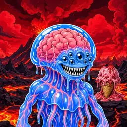 Oozlings #9753, Mutated Jellyfish Brain · Lava Fields