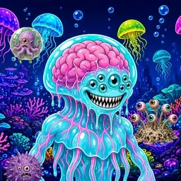 Oozlings #9758, Jellyfish Brain · Glow Reef