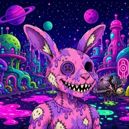 Oozlings #976, Zombie Bunny · Neon City