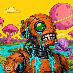 Oozlings #9762, Rusty Robot · Turquoise Swamp