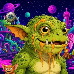 Oozlings #9766, Toad Goblin · Neon City