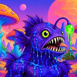 Oozlings #977, Mutated Anglerfish · Mushroom Desert