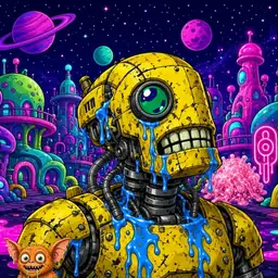 Oozlings #9774, Mutated Rusty Robot · Neon City