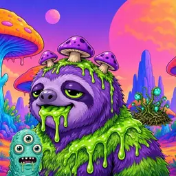 Oozlings #9784, Slime Sloth · Mushroom Desert