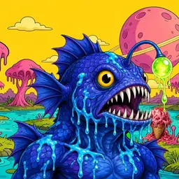 Oozlings #9787, Anglerfish · Turquoise Swamp