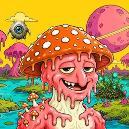 Oozlings #9789, Mutated Mushroom Head · Turquoise Swamp