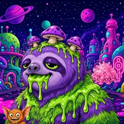 Oozlings #979, Slime Sloth · Neon City