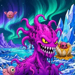 Oozlings #9790, Squid · Aurora Ice