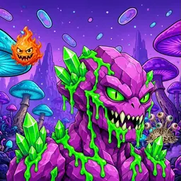 Oozlings #9791, Mutated Crystal Rock · Fungus Forest