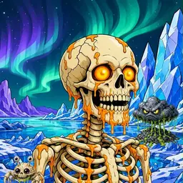 Oozlings #9795, Skull · Aurora Ice