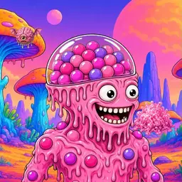 Oozlings #980, Gumball Brain · Mushroom Desert