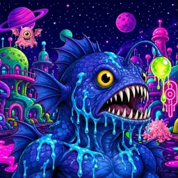 Oozlings #9806, Anglerfish · Neon City