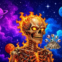 Oozlings #9823, Fire Skull · Void Nebula