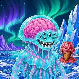 Oozlings #9830, Jellyfish Brain · Aurora Ice