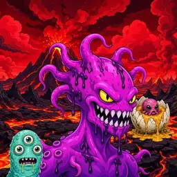 Oozlings #9832, Squid · Lava Fields
