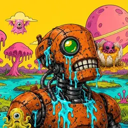 Oozlings #9834, Rusty Robot · Turquoise Swamp