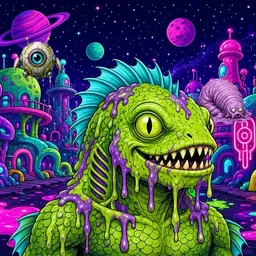 Oozlings #9836, Swamp Fish · Neon City