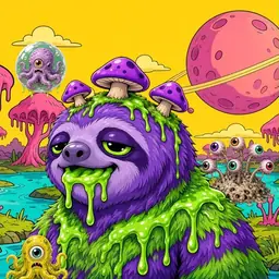 Oozlings #9838, Slime Sloth · Turquoise Swamp