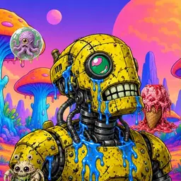 Oozlings #9842, Mutated Rusty Robot · Mushroom Desert