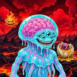 Oozlings #9848, Jellyfish Brain · Lava Fields