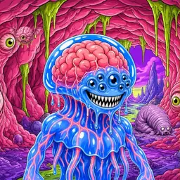 Oozlings #9856, Mutated Jellyfish Brain · Flesh Cave