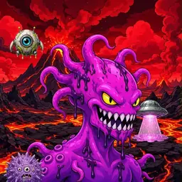 Oozlings #9864, Squid · Lava Fields