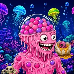 Oozlings #9865, Gumball Brain · Glow Reef