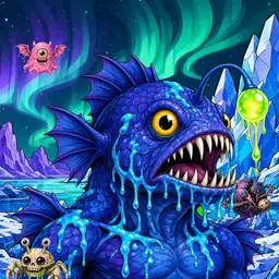 Oozlings #9867, Anglerfish · Aurora Ice